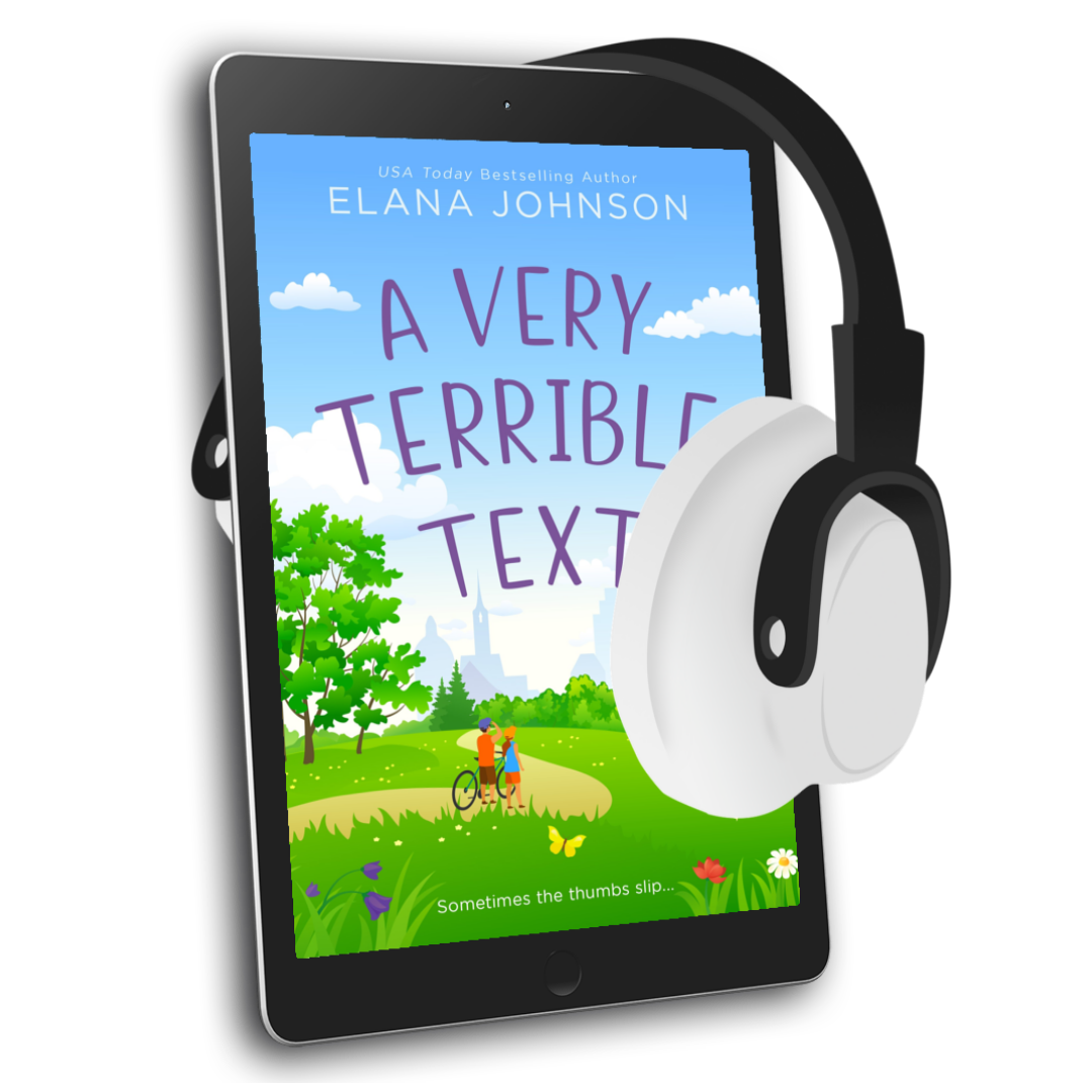Paperback book cover for 'A Very Terrible Text' featuring illustrations of a town setting with trees and a clear sky, and a character on a bicycle.
