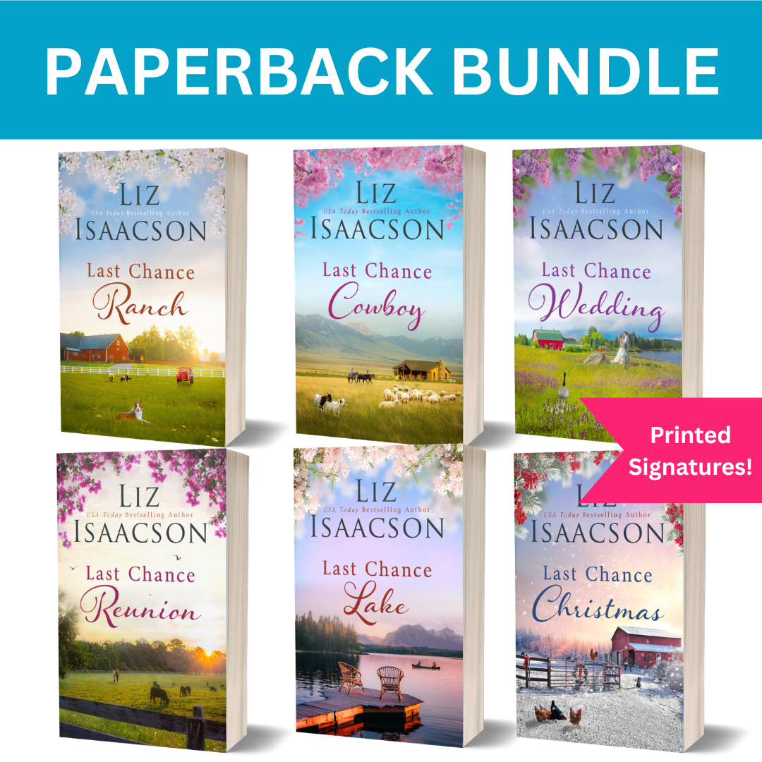 Six Last Chance Ranch books by Liz Isaacson with colorful covers on a white background.
