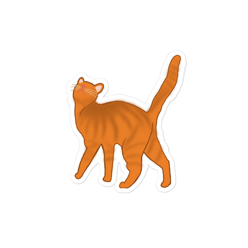 A sticker of an orange cat
