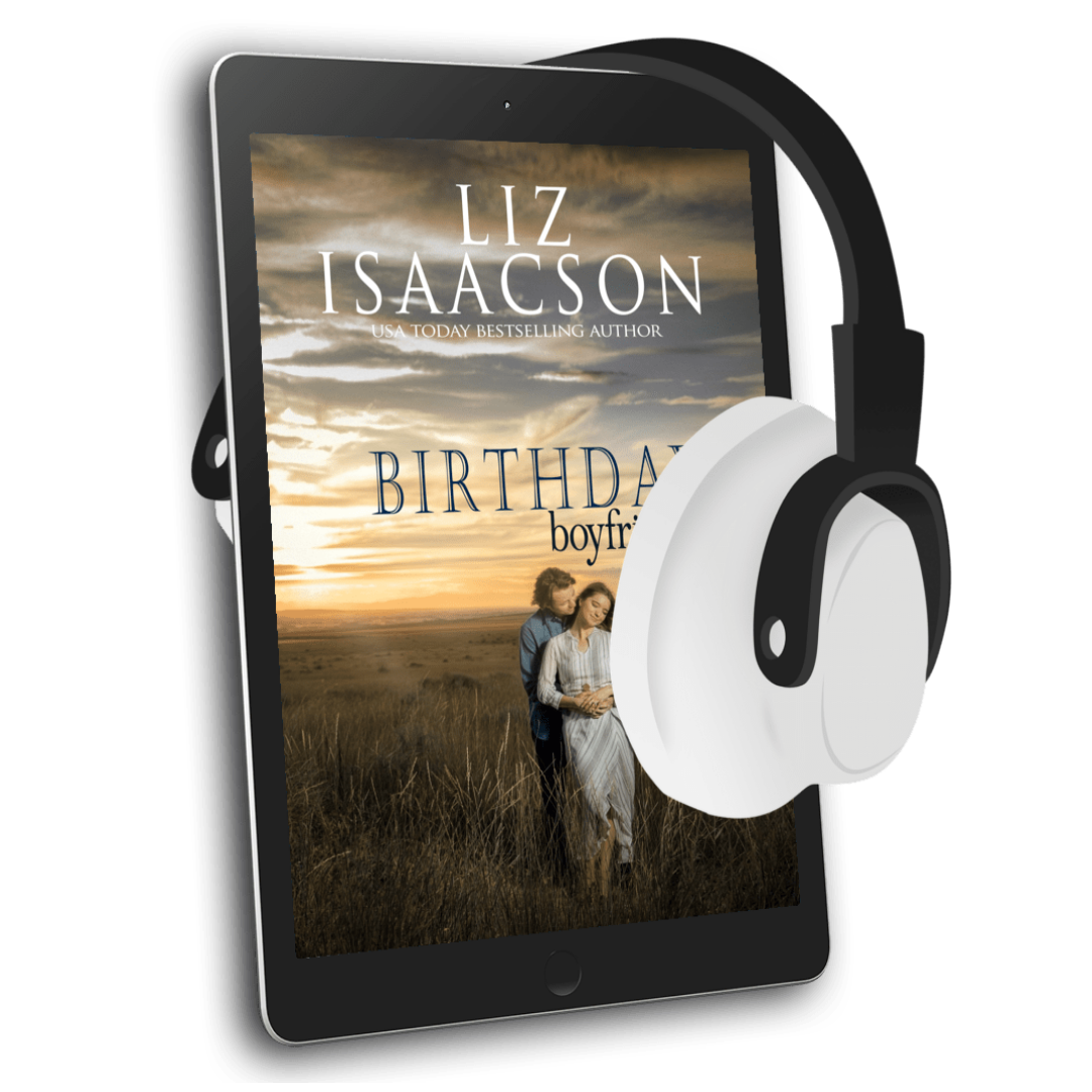 Tablet with 'Birthday Boyfriend' displayed on screen and headphones on a white background.