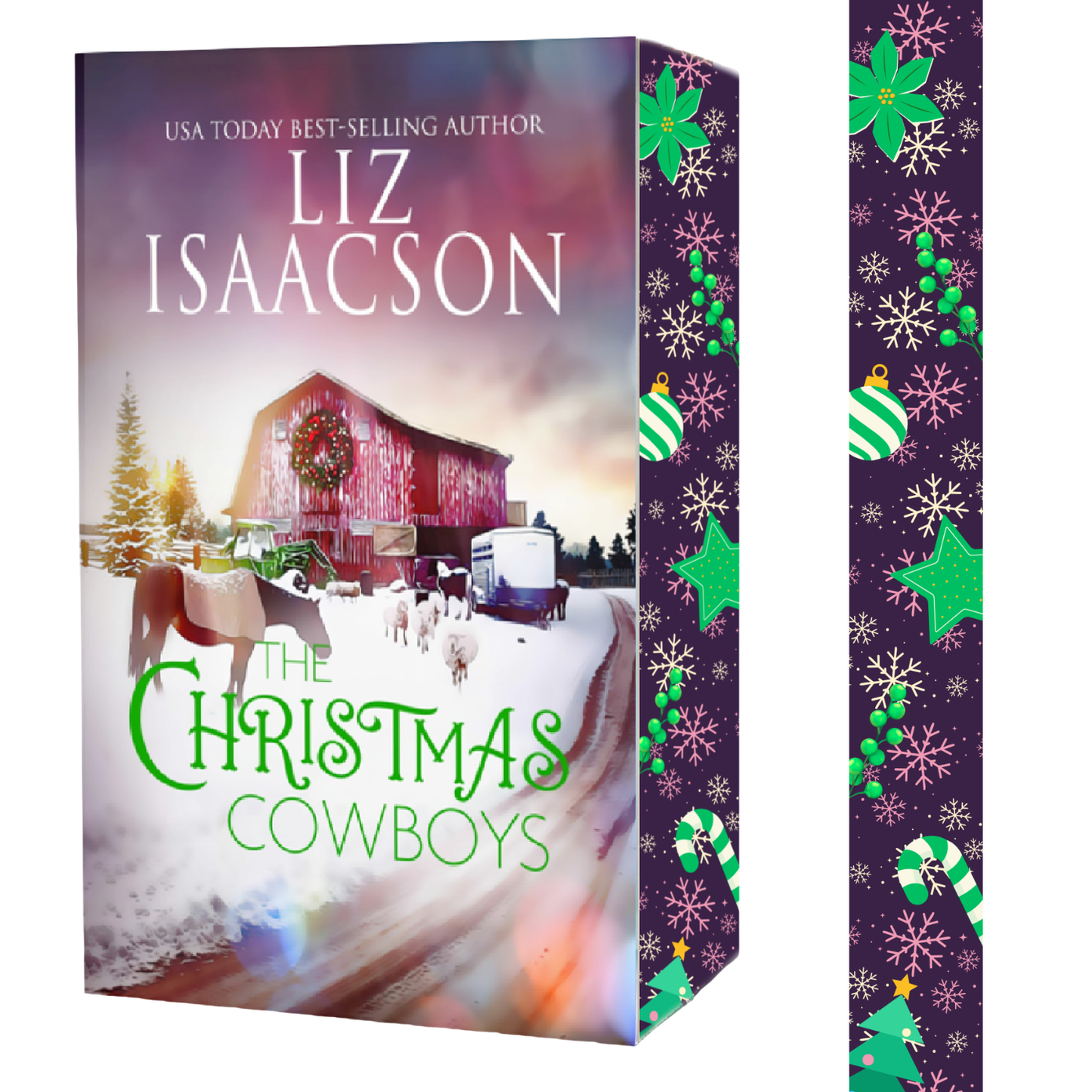 3D rendition of the "The Christmas Cowboys" with the page edges shown prominently.