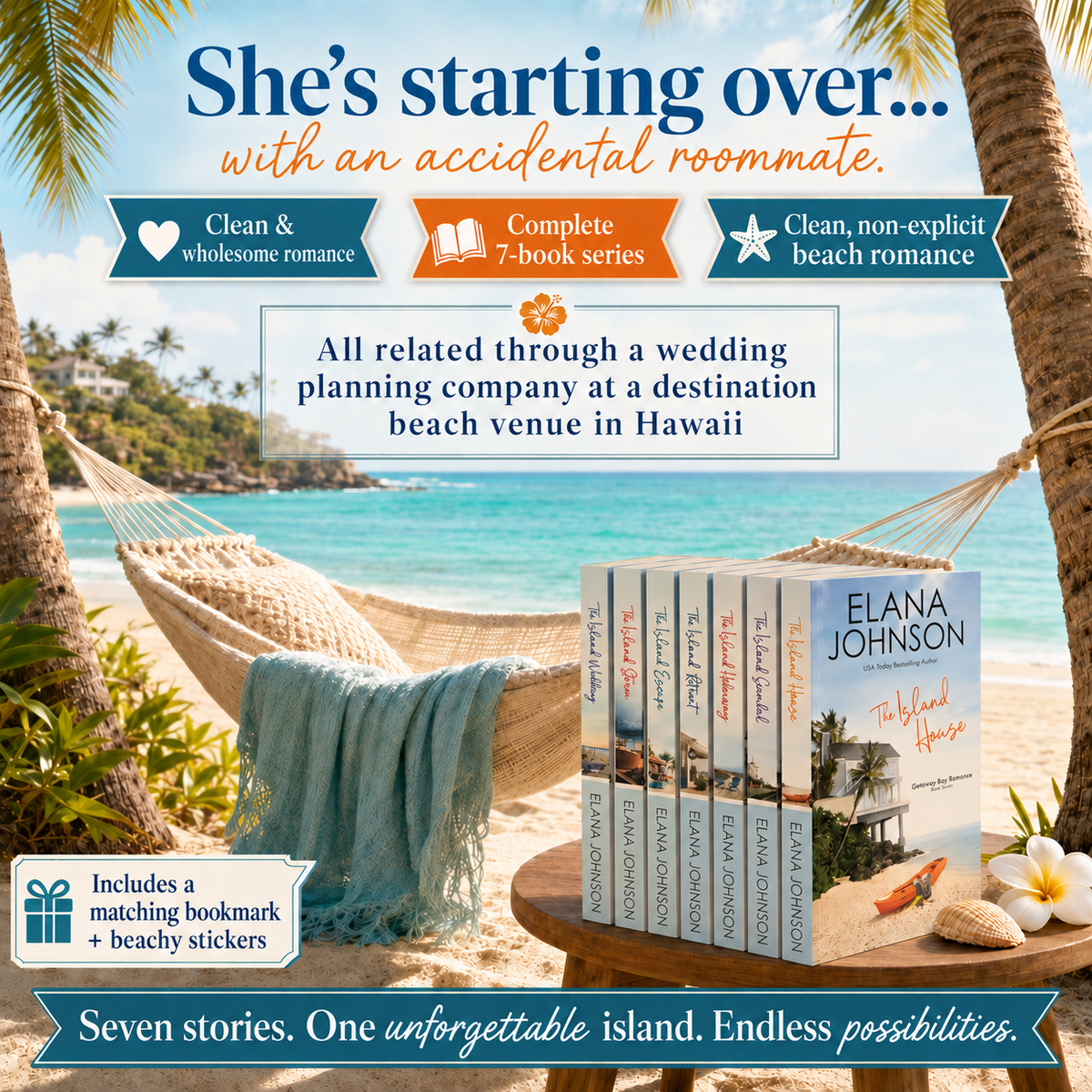 Getaway Bay® Romance Paperback Bundle - 7 Clean & No Spice Beach Read Romance Novels
