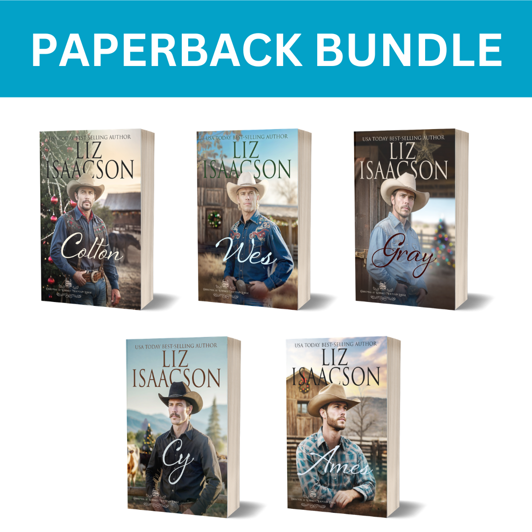 Set of five Hammond Brothers paperback bundle by Liz Isaacson featuring characters in cowboy hats.