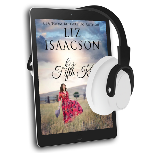 E-reader displaying a book cover with a woman in a field, accompanied by headphones.