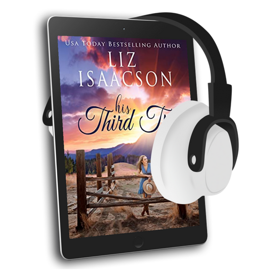 E-reader with a book cover featuring Liz Isaacson's 'His Third Try' on a white background