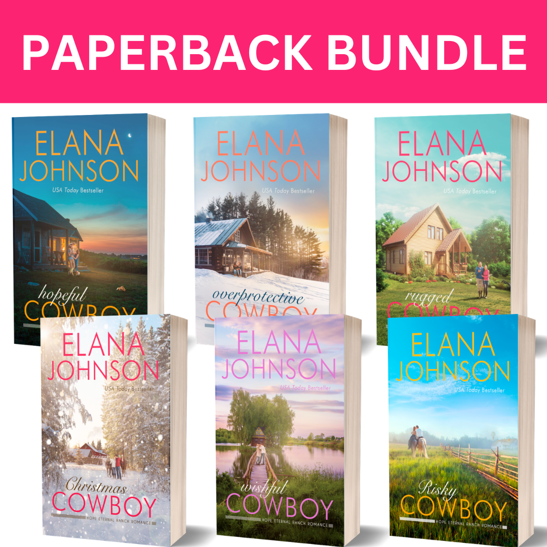 Collection of Elana Johnson book covers with a pink banner at the top.