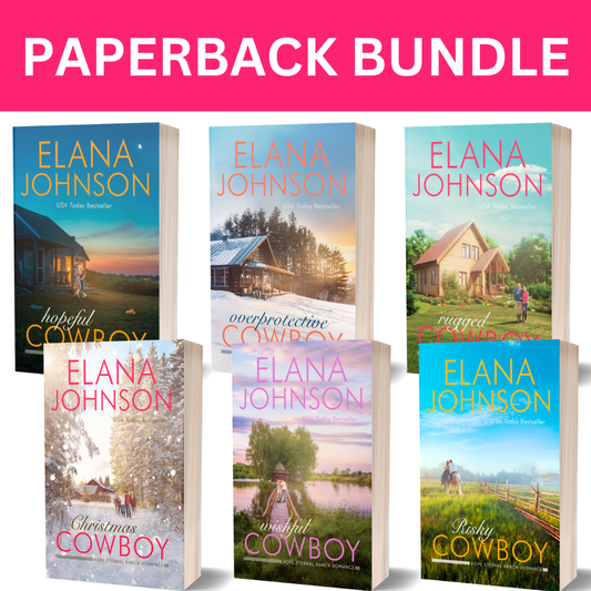 Collection of Elana Johnson book covers with a pink banner at the top.