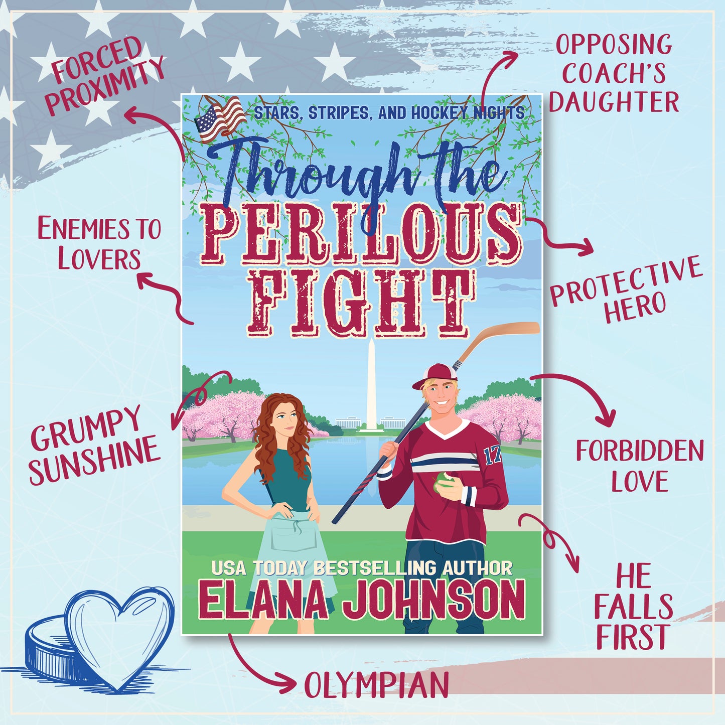 Book cover of 'Through the Perilous Fight' with characters and tropes on a light blue background