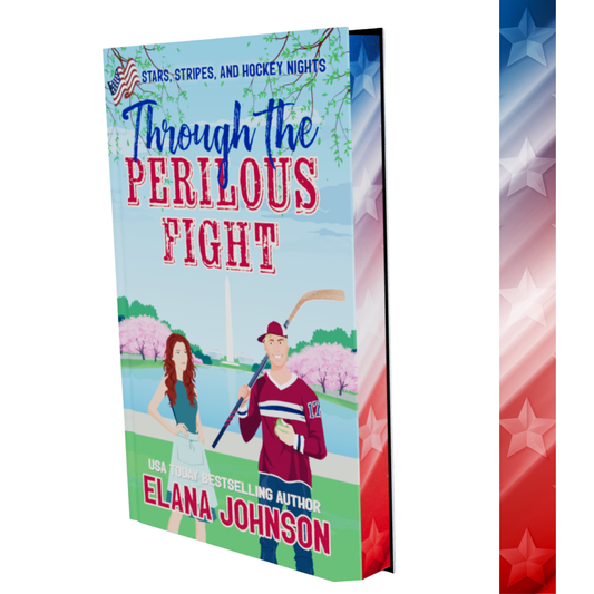 Special Edition Paperback of 'Through the Perilous Fight' by Elana Johnson with a colorful design and American flag elements.