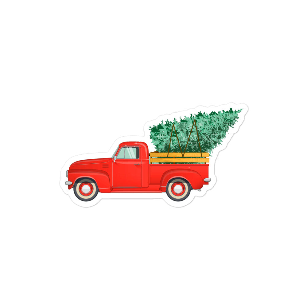 Mechanics of Mistletoe Red Truck Bubble-free stickers