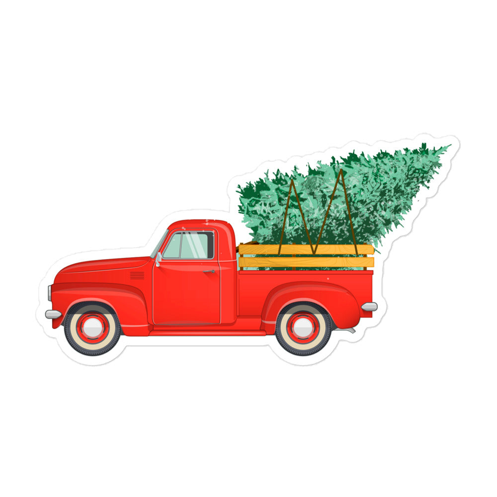 Mechanics of Mistletoe Red Truck Bubble-free stickers