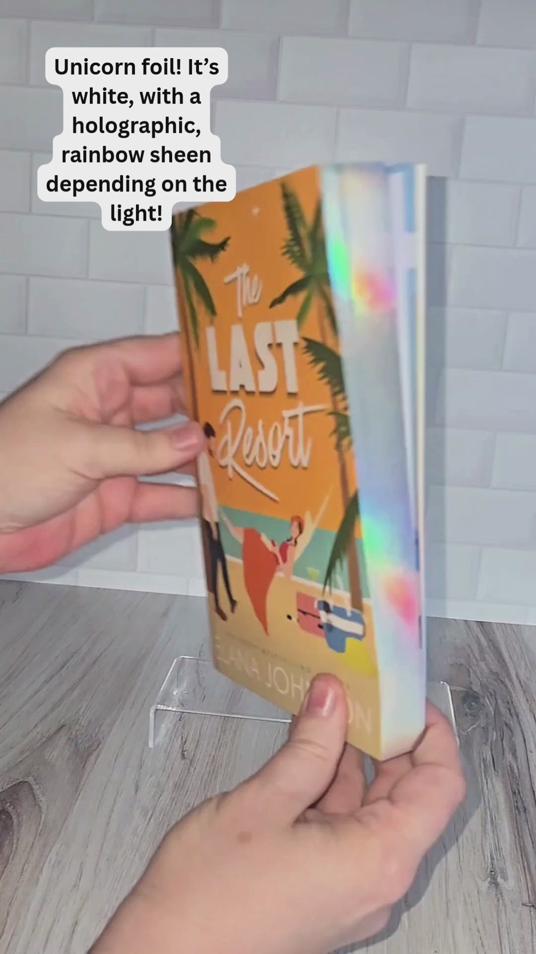 A video of the Beach Read Double, with captions, showing the book, the interior, the cover, and the foiled edge.